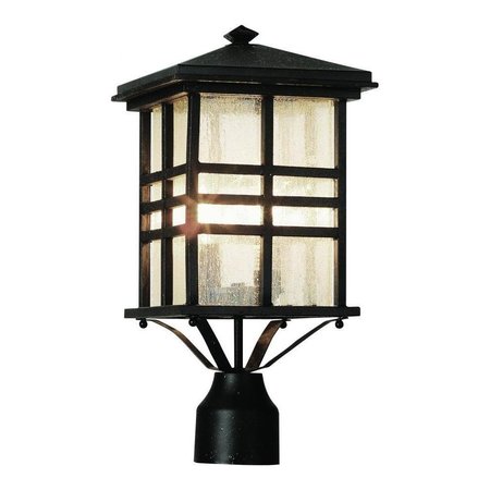 TRANS GLOBE Two Light Weathered Bronze Clear Seeded Rectangle Glass Post Light 4639 WB